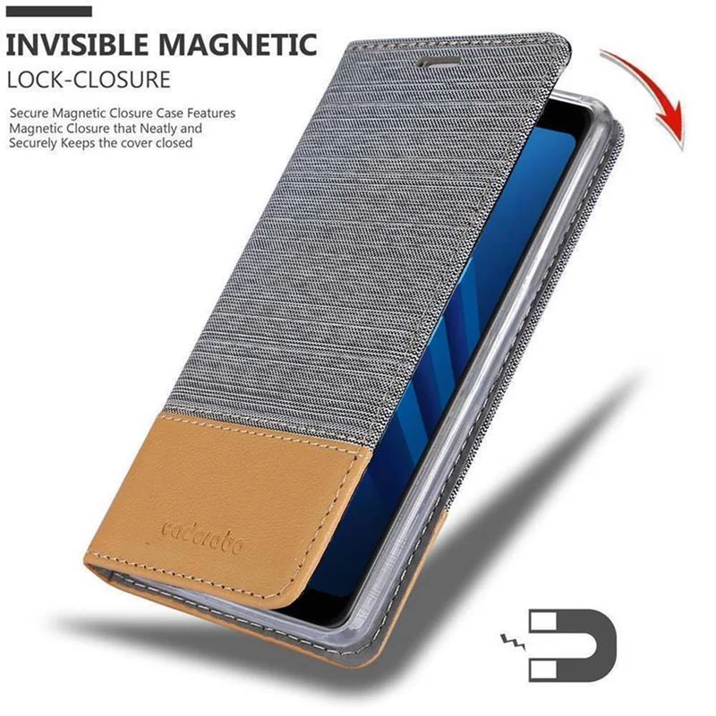 Cadorabo Hülle kompatibel mit Samsung Galaxy A8 2018 Schutzhülle mit Magnetverschluss, Standfunktion und Kartenfach