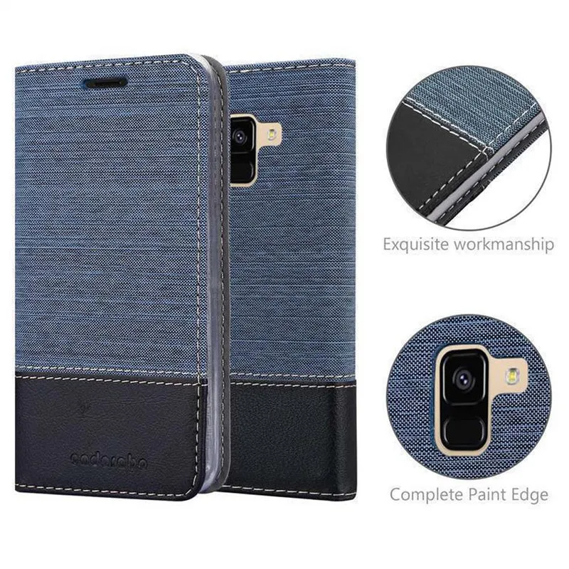 Cadorabo Hülle kompatibel mit Samsung Galaxy A8 2018 Schutzhülle mit Magnetverschluss, Standfunktion und Kartenfach