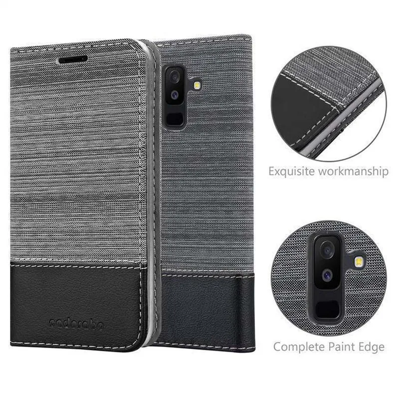 Cadorabo Hülle kompatibel mit Samsung Galaxy A6 PLUS 2018 Schutzhülle mit Magnetverschluss, Standfunktion und Kartenfach