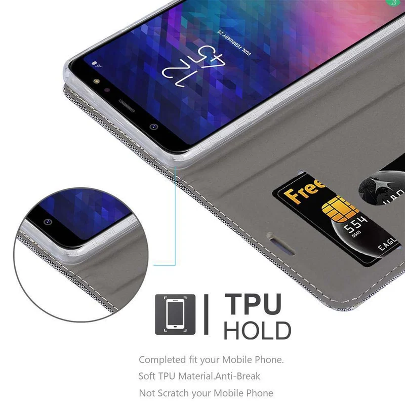 Cadorabo Hülle kompatibel mit Samsung Galaxy A6 PLUS 2018 Schutzhülle mit Magnetverschluss, Standfunktion und Kartenfach