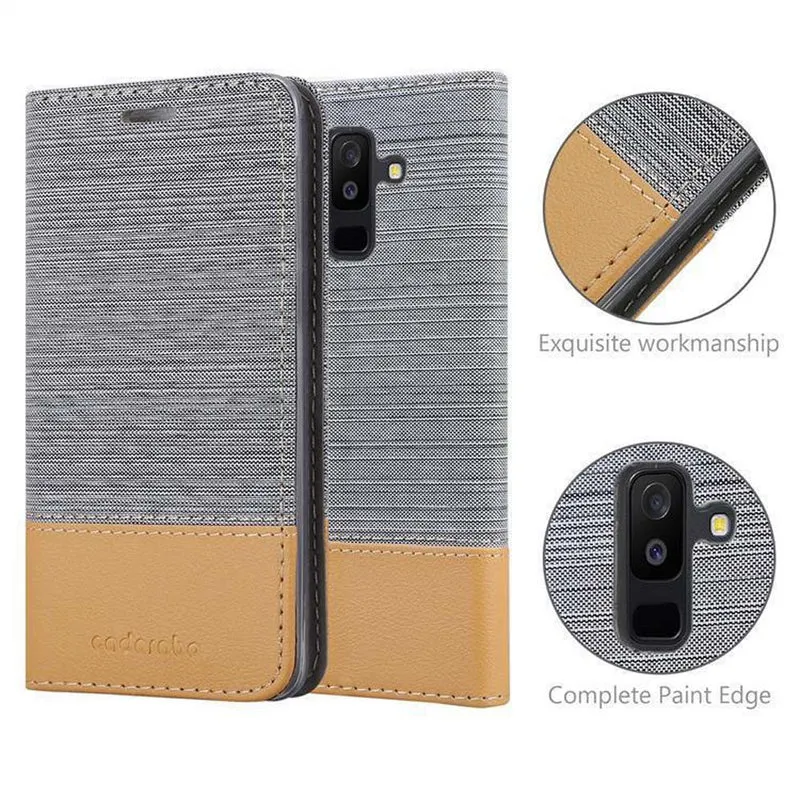 Cadorabo Hülle kompatibel mit Samsung Galaxy A6 PLUS 2018 Schutzhülle mit Magnetverschluss, Standfunktion und Kartenfach