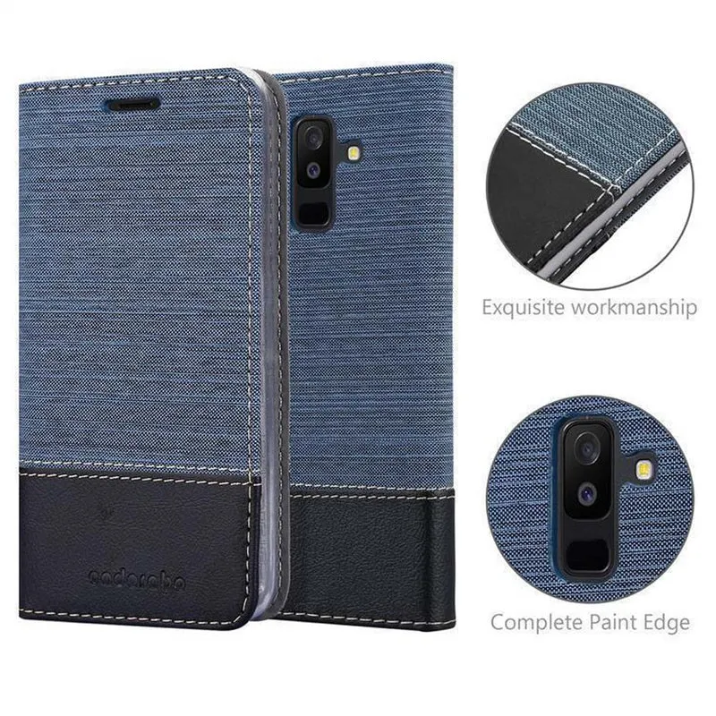 Cadorabo Hülle kompatibel mit Samsung Galaxy A6 PLUS 2018 Schutzhülle mit Magnetverschluss, Standfunktion und Kartenfach