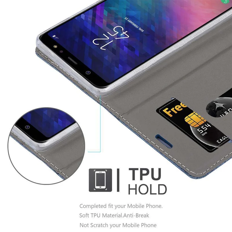 Cadorabo Hülle kompatibel mit Samsung Galaxy A6 PLUS 2018 Schutzhülle mit Magnetverschluss, Standfunktion und Kartenfach