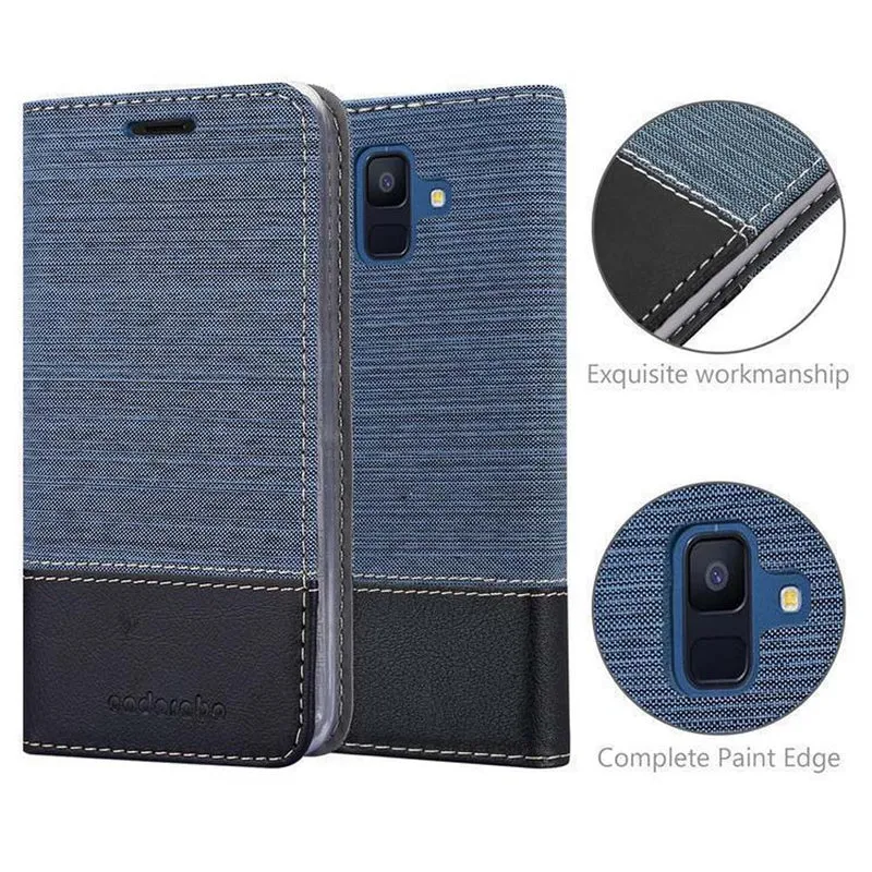 Cadorabo Hülle kompatibel mit Samsung Galaxy A6 2018 Schutzhülle mit Magnetverschluss, Standfunktion und Kartenfach