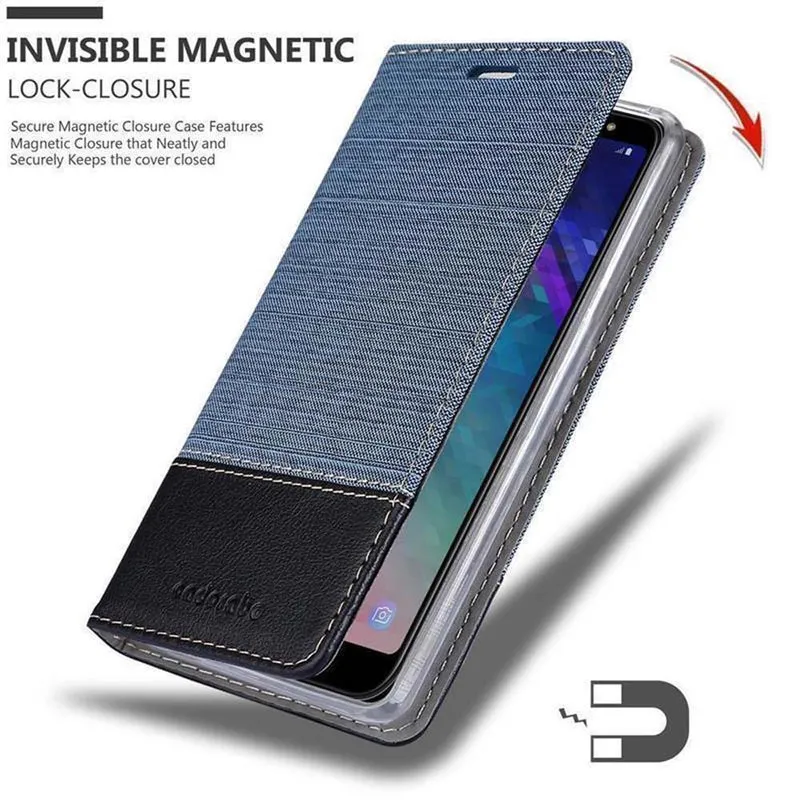 Cadorabo Hülle kompatibel mit Samsung Galaxy A6 2018 Schutzhülle mit Magnetverschluss, Standfunktion und Kartenfach