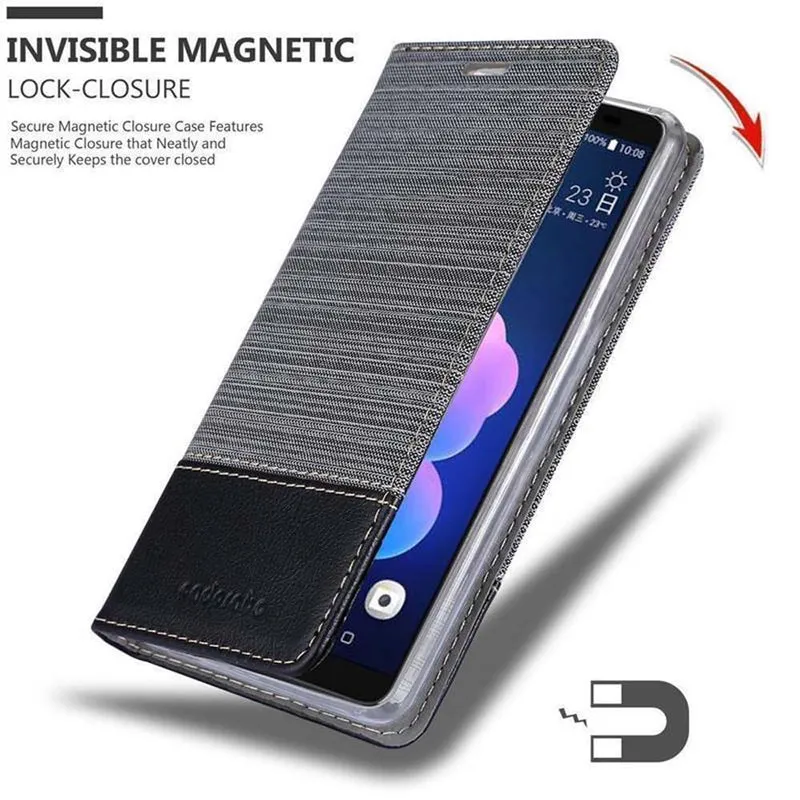 Cadorabo Hülle kompatibel mit HTC U12 PLUS Schutzhülle mit Magnetverschluss, Standfunktion und Kartenfach