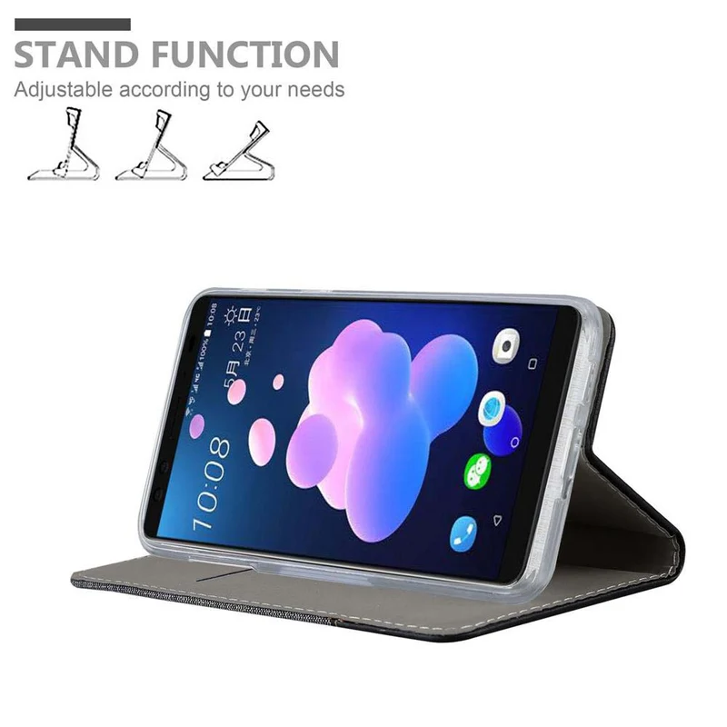 Cadorabo Hülle kompatibel mit HTC U12 PLUS Schutzhülle mit Magnetverschluss, Standfunktion und Kartenfach