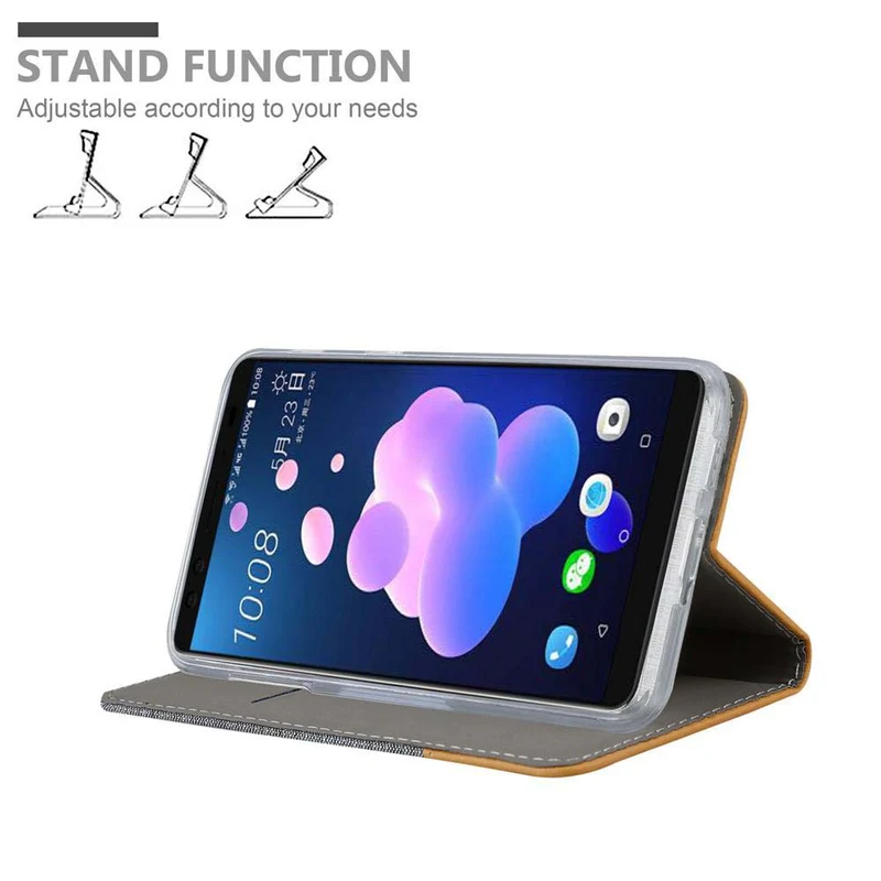 Cadorabo Hülle kompatibel mit HTC U12 PLUS Schutzhülle mit Magnetverschluss, Standfunktion und Kartenfach