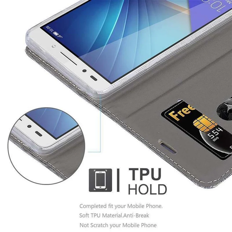 Cadorabo Hülle kompatibel mit Honor 7 Schutzhülle mit Magnetverschluss, Standfunktion und Kartenfach
