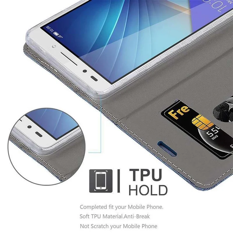Cadorabo Hülle kompatibel mit Honor 7 Schutzhülle mit Magnetverschluss, Standfunktion und Kartenfach
