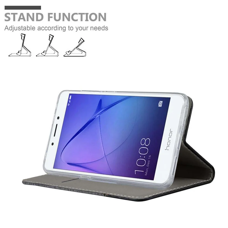 Cadorabo Hülle kompatibel mit Honor 6A Schutzhülle mit Magnetverschluss, Standfunktion und Kartenfach