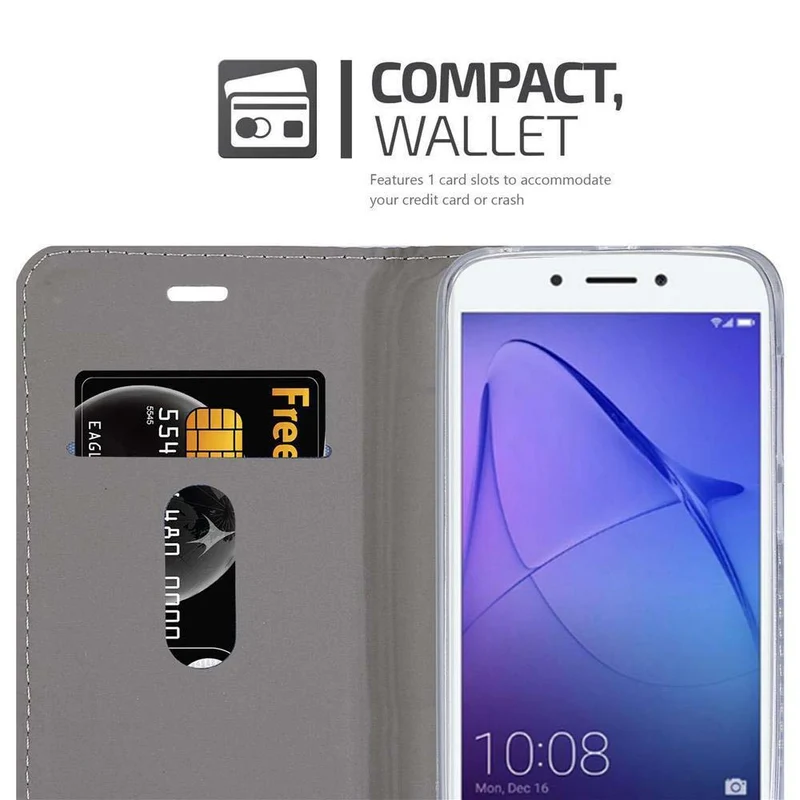 Cadorabo Hülle kompatibel mit Honor 6A Schutzhülle mit Magnetverschluss, Standfunktion und Kartenfach