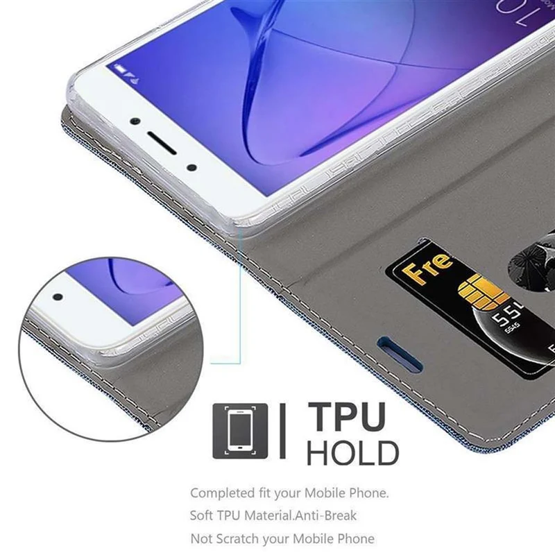 Cadorabo Hülle kompatibel mit Honor 6A Schutzhülle mit Magnetverschluss, Standfunktion und Kartenfach