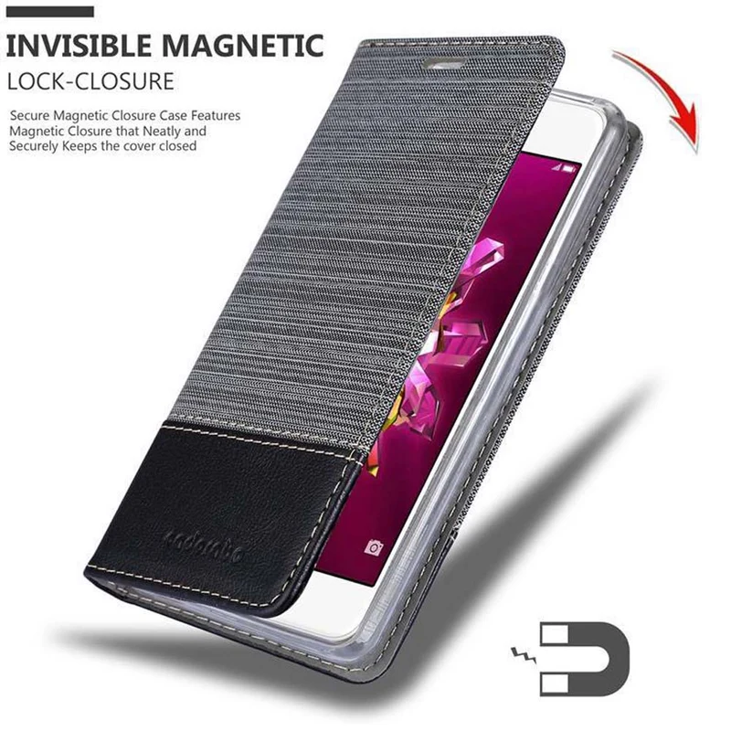 Cadorabo Hülle kompatibel mit Huawei Enjoy 7 Schutzhülle mit Magnetverschluss, Standfunktion und Kartenfach