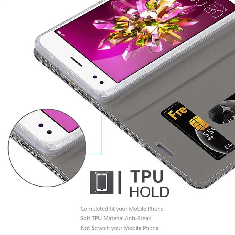 Cadorabo Hülle kompatibel mit Huawei Enjoy 7 Schutzhülle mit Magnetverschluss, Standfunktion und Kartenfach