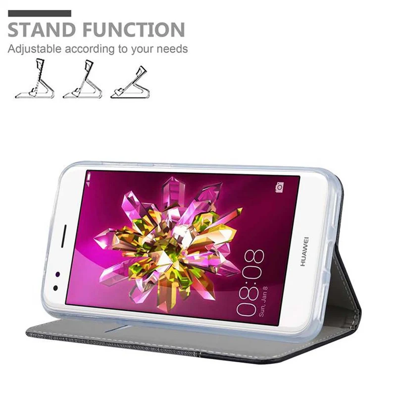 Cadorabo Hülle kompatibel mit Huawei Enjoy 7 Schutzhülle mit Magnetverschluss, Standfunktion und Kartenfach
