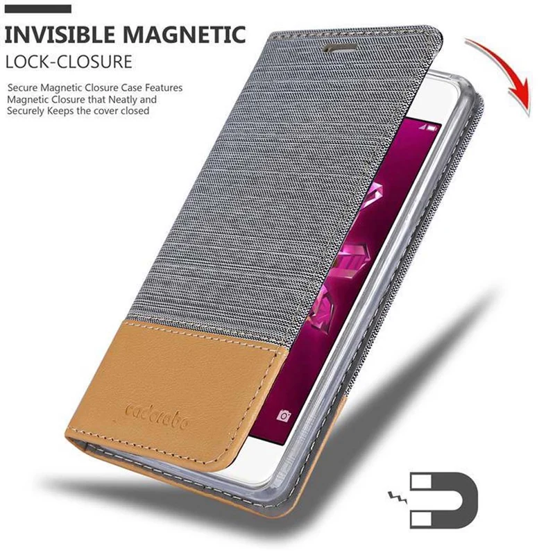 Cadorabo Hülle kompatibel mit Huawei Enjoy 7 Schutzhülle mit Magnetverschluss, Standfunktion und Kartenfach