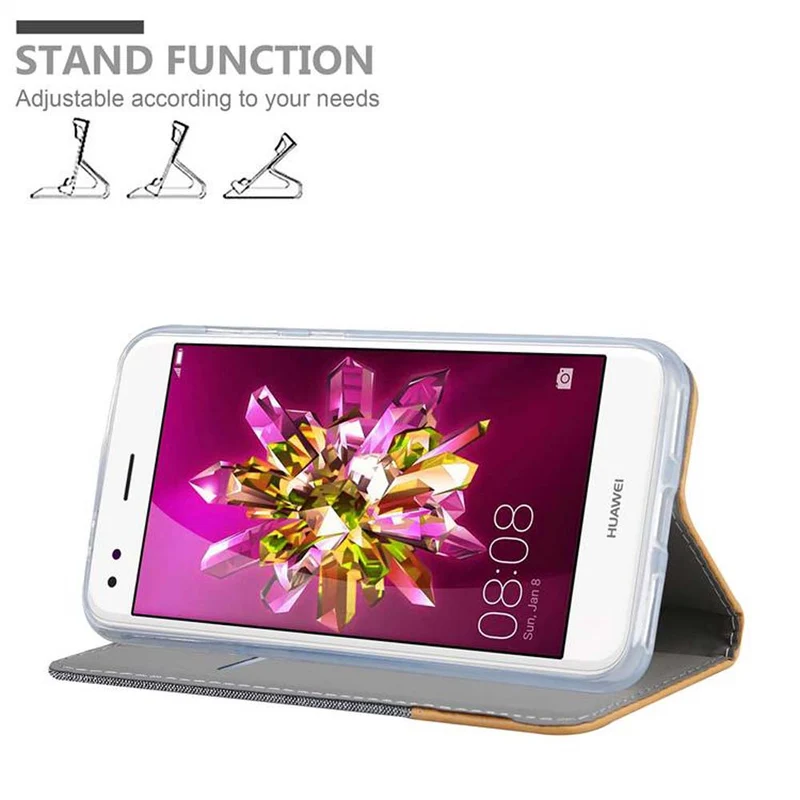 Cadorabo Hülle kompatibel mit Huawei Enjoy 7 Schutzhülle mit Magnetverschluss, Standfunktion und Kartenfach