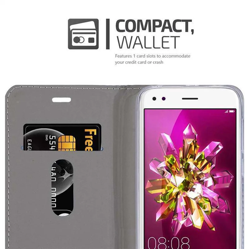 Cadorabo Hülle kompatibel mit Huawei Enjoy 7 Schutzhülle mit Magnetverschluss, Standfunktion und Kartenfach