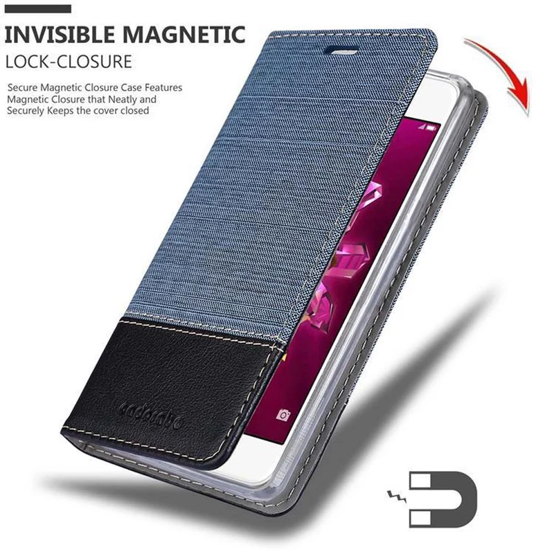 Cadorabo Hülle kompatibel mit Huawei Enjoy 7 Schutzhülle mit Magnetverschluss, Standfunktion und Kartenfach