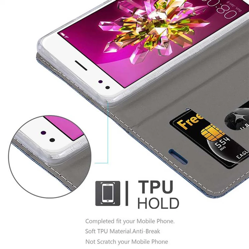 Cadorabo Hülle kompatibel mit Huawei Enjoy 7 Schutzhülle mit Magnetverschluss, Standfunktion und Kartenfach