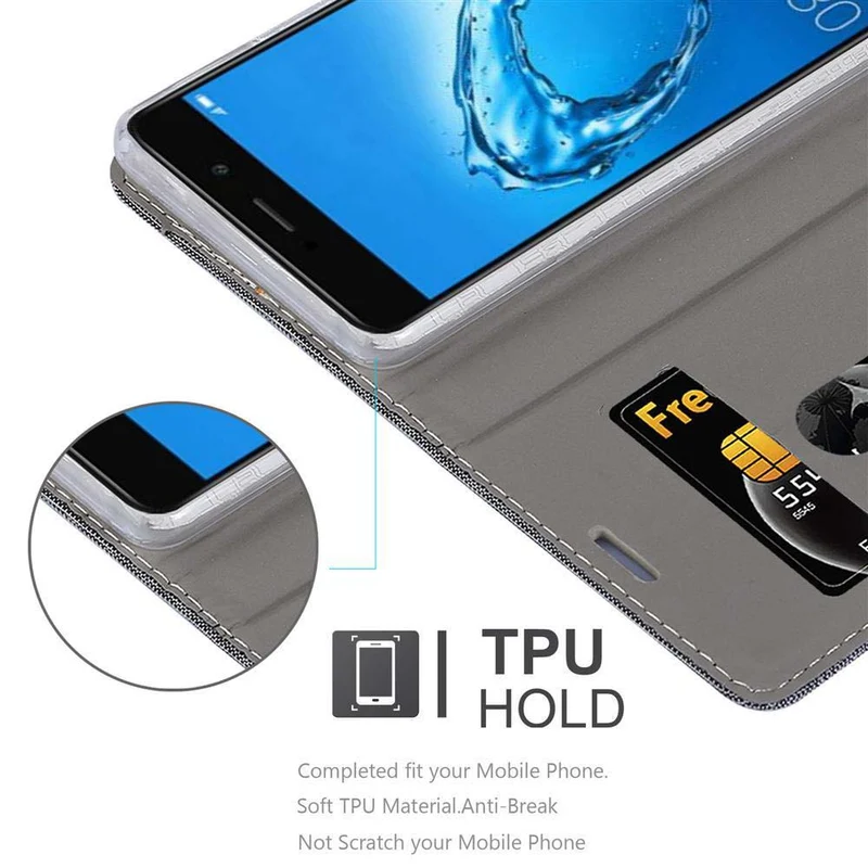 Cadorabo Hülle kompatibel mit Huawei Enjoy 7 PLUS Schutzhülle mit Magnetverschluss, Standfunktion und Kartenfach