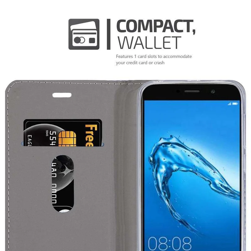 Cadorabo Hülle kompatibel mit Huawei Enjoy 7 PLUS Schutzhülle mit Magnetverschluss, Standfunktion und Kartenfach