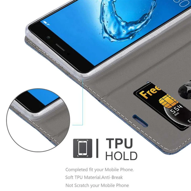 Cadorabo Hülle kompatibel mit Huawei Enjoy 7 PLUS Schutzhülle mit Magnetverschluss, Standfunktion und Kartenfach