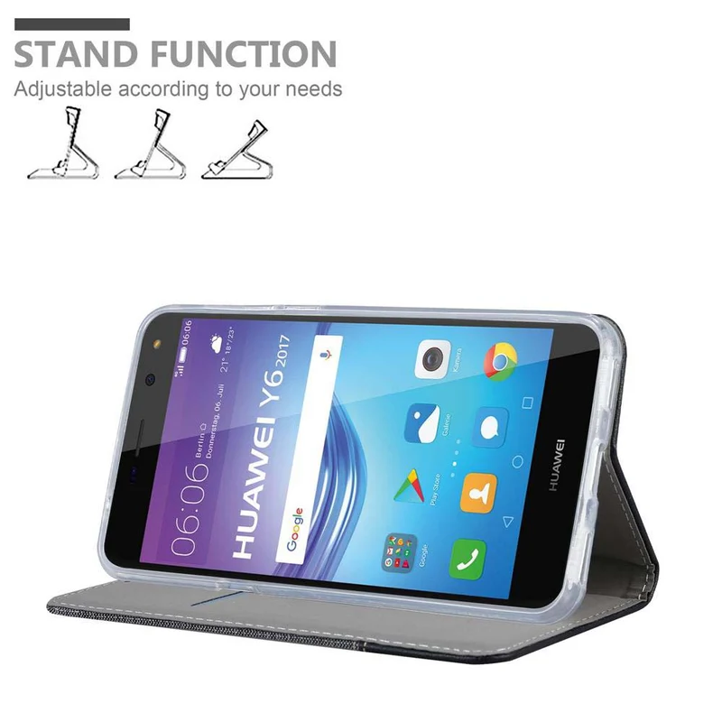 Cadorabo Hülle kompatibel mit Huawei Y5 2017 / Y6 2017 Schutzhülle mit Magnetverschluss, Standfunktion und Kartenfach