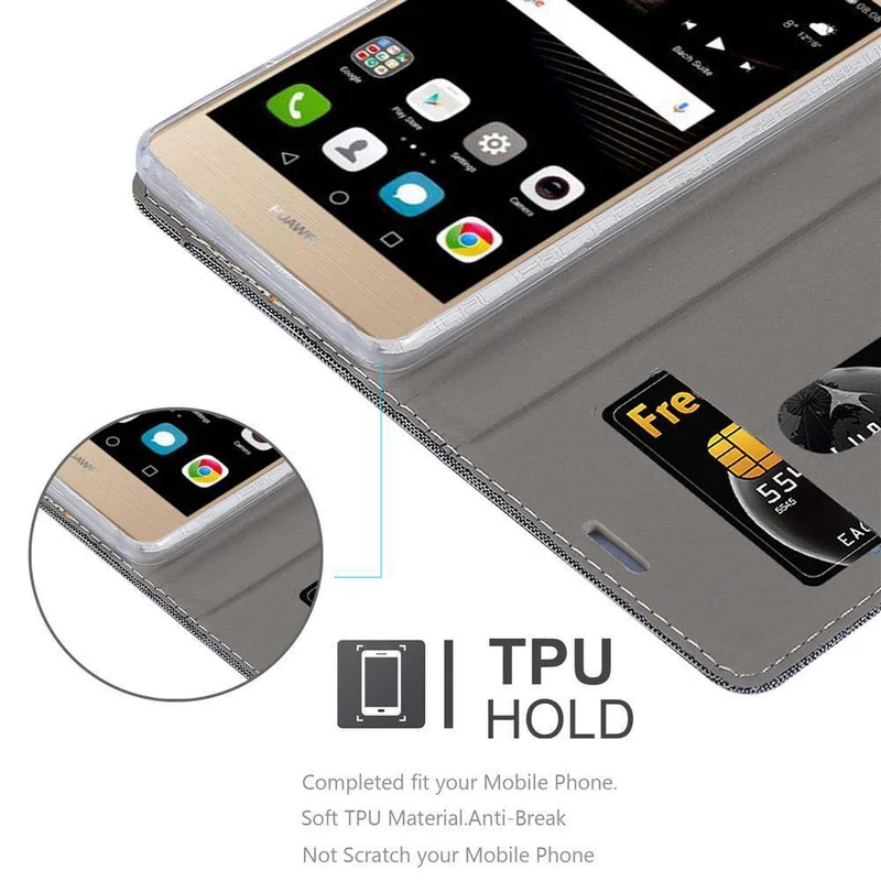 Cadorabo Hülle kompatibel mit Huawei P8 MAX Schutzhülle mit Magnetverschluss, Standfunktion und Kartenfach
