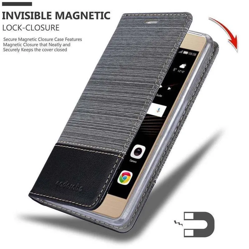 Cadorabo Hülle kompatibel mit Huawei P8 MAX Schutzhülle mit Magnetverschluss, Standfunktion und Kartenfach
