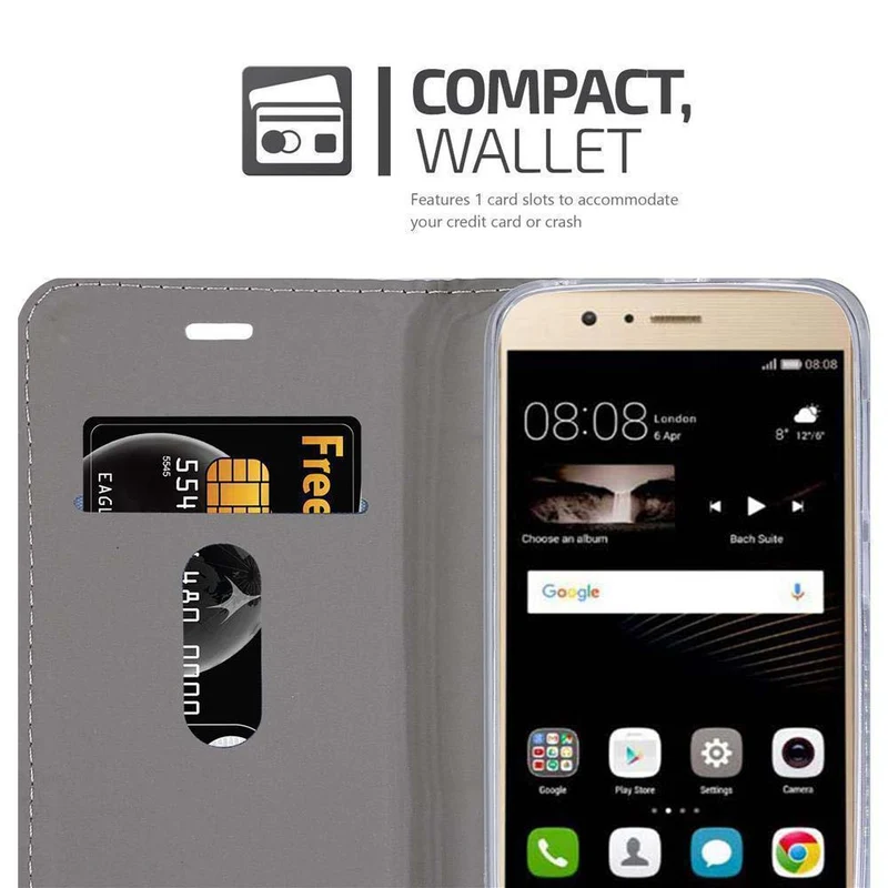 Cadorabo Hülle kompatibel mit Huawei P8 MAX Schutzhülle mit Magnetverschluss, Standfunktion und Kartenfach