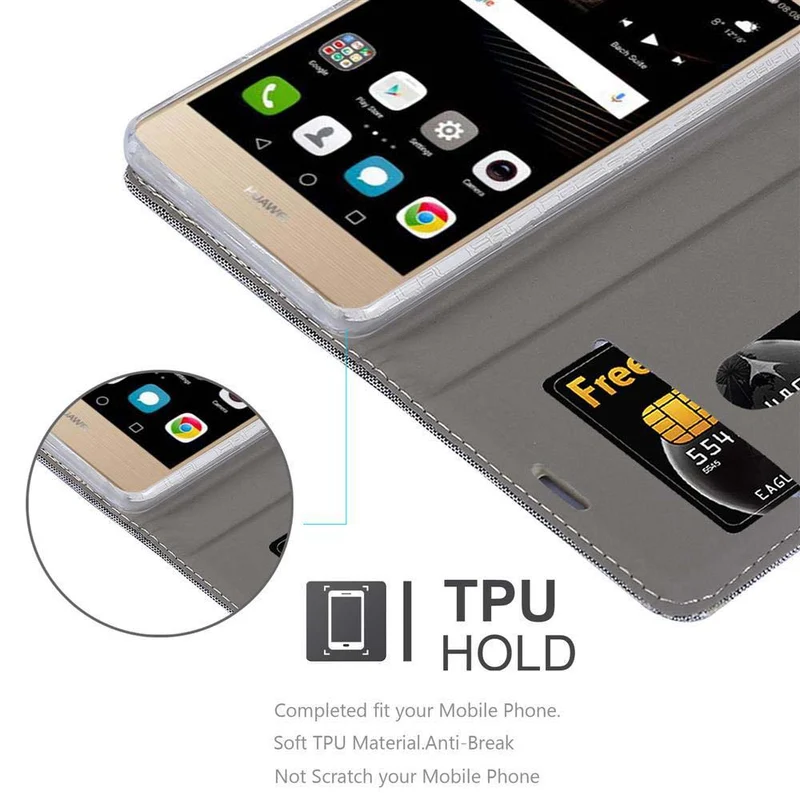 Cadorabo Hülle kompatibel mit Huawei P8 MAX Schutzhülle mit Magnetverschluss, Standfunktion und Kartenfach
