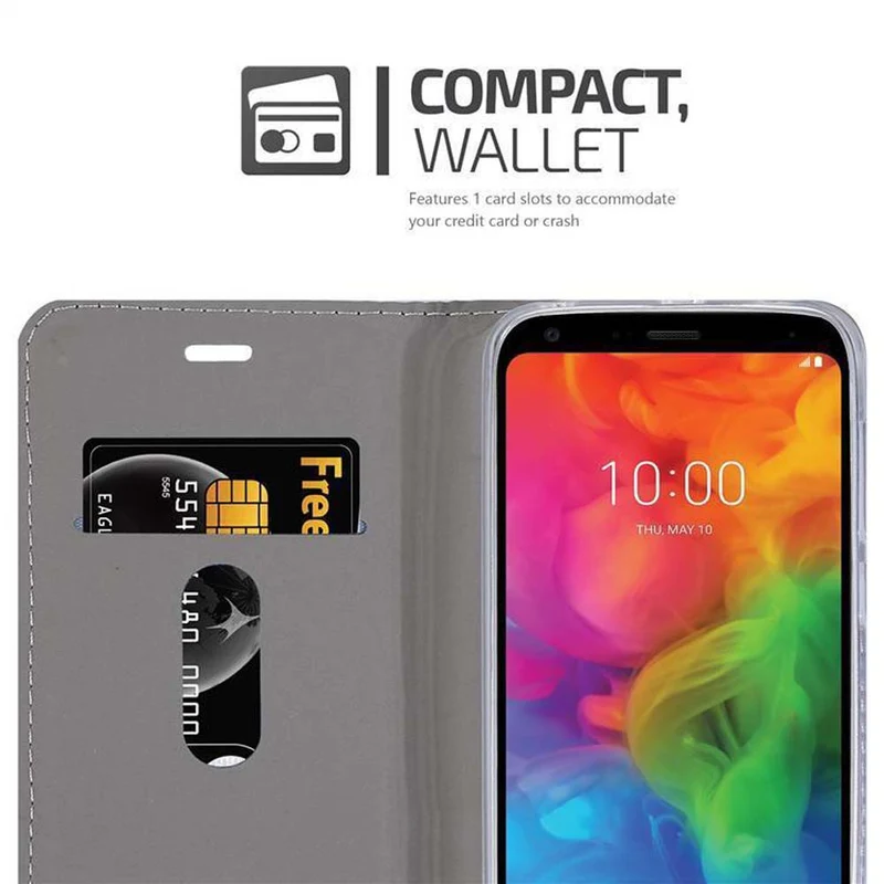 Cadorabo Hülle kompatibel mit LG Q7 / Q7a / Q7+ Schutzhülle mit Magnetverschluss, Standfunktion und Kartenfach