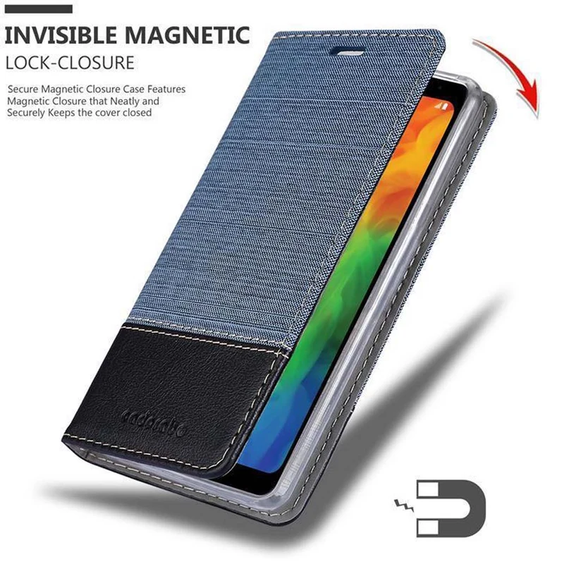Cadorabo Hülle kompatibel mit LG Q7 / Q7a / Q7+ Schutzhülle mit Magnetverschluss, Standfunktion und Kartenfach
