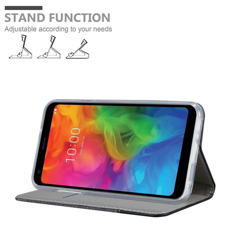 Cadorabo Hülle kompatibel mit LG Q7 / Q7a / Q7+ Schutzhülle mit Magnetverschluss, Standfunktion und Kartenfach