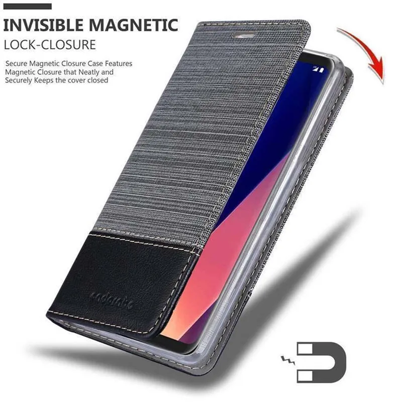 Cadorabo Hülle kompatibel mit LG V30 / V30+ / V30S / V30S+ Schutzhülle mit Magnetverschluss, Standfunktion und Kartenfach