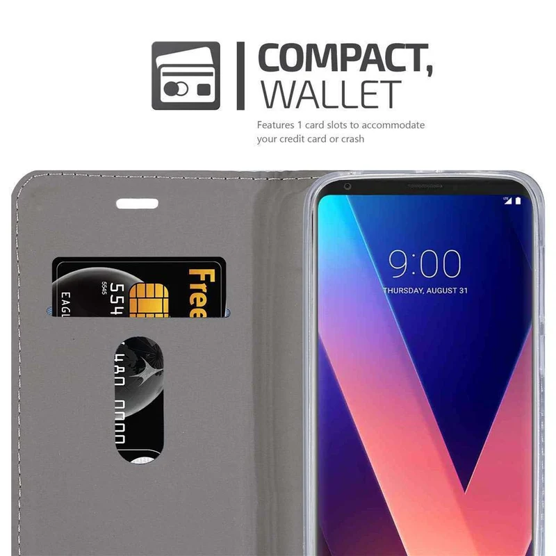 Cadorabo Hülle kompatibel mit LG V30 / V30+ / V30S / V30S+ Schutzhülle mit Magnetverschluss, Standfunktion und Kartenfach