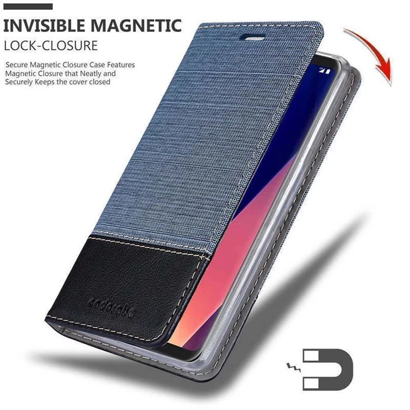 Cadorabo Hülle kompatibel mit LG V30 / V30+ / V30S / V30S+ Schutzhülle mit Magnetverschluss, Standfunktion und Kartenfach