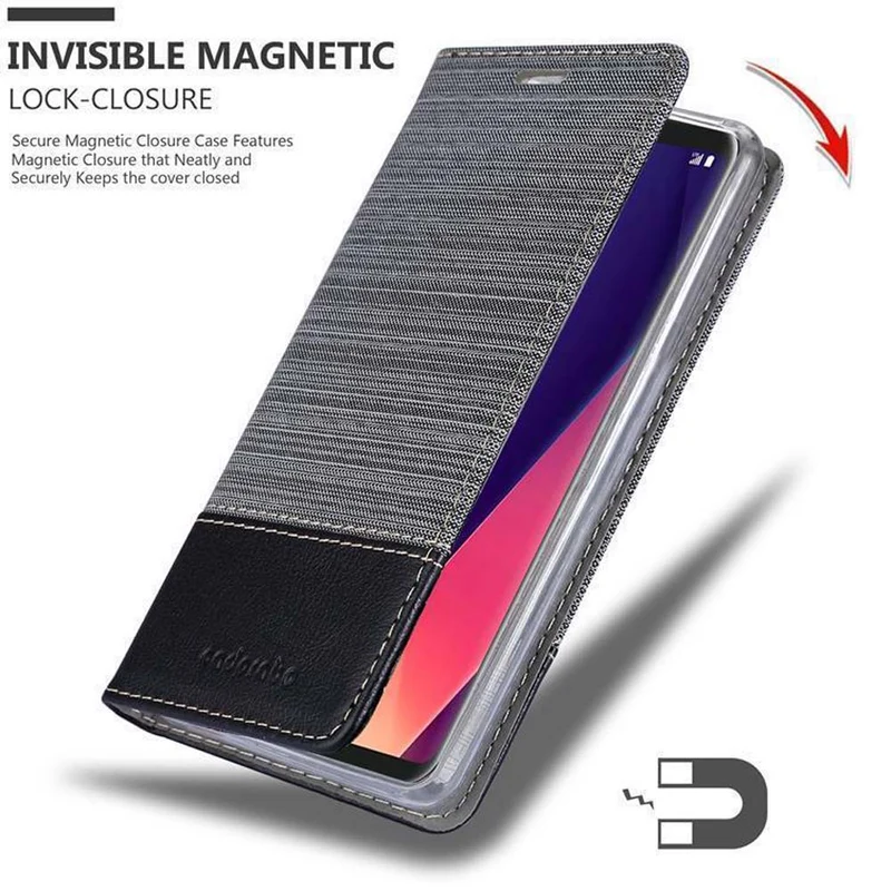 Cadorabo Hülle kompatibel mit LG V30 / V30+ / V30S / V30S+ Schutzhülle mit Magnetverschluss, Standfunktion und Kartenfach