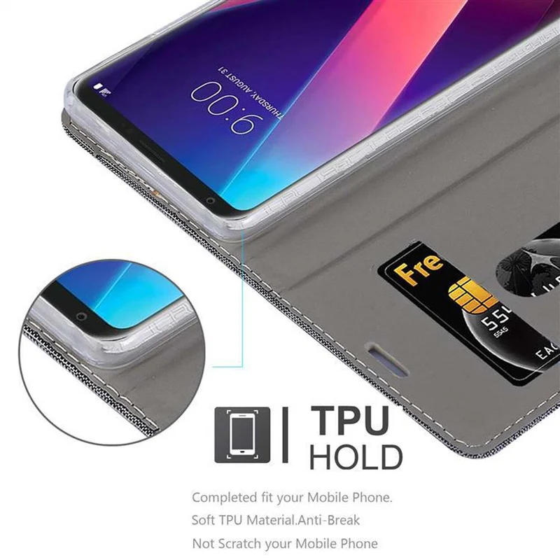 Cadorabo Hülle kompatibel mit LG V30 / V30+ / V30S / V30S+ Schutzhülle mit Magnetverschluss, Standfunktion und Kartenfach