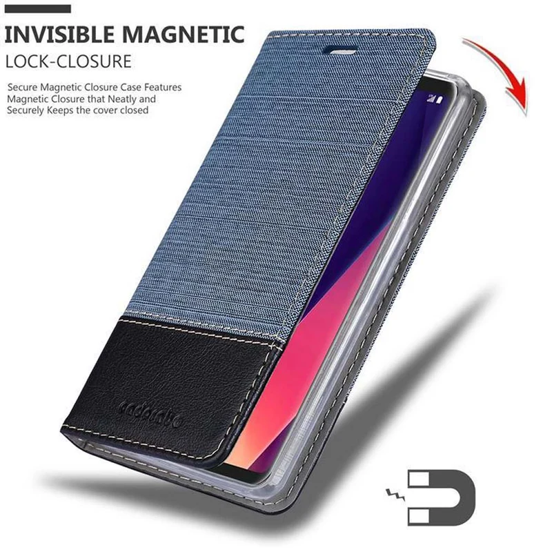 Cadorabo Hülle kompatibel mit LG V30 / V30+ / V30S / V30S+ Schutzhülle mit Magnetverschluss, Standfunktion und Kartenfach