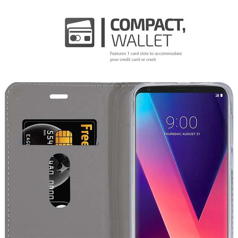 Cadorabo Hülle kompatibel mit LG V30 / V30+ / V30S / V30S+ Schutzhülle mit Magnetverschluss, Standfunktion und Kartenfach