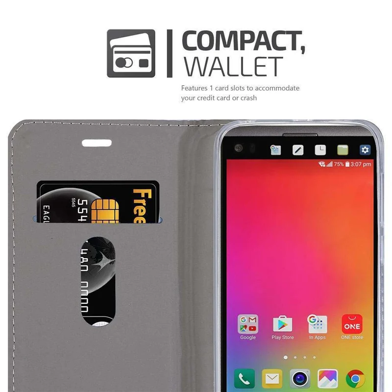 Cadorabo Hülle kompatibel mit LG V20 Schutzhülle mit Magnetverschluss, Standfunktion und Kartenfach