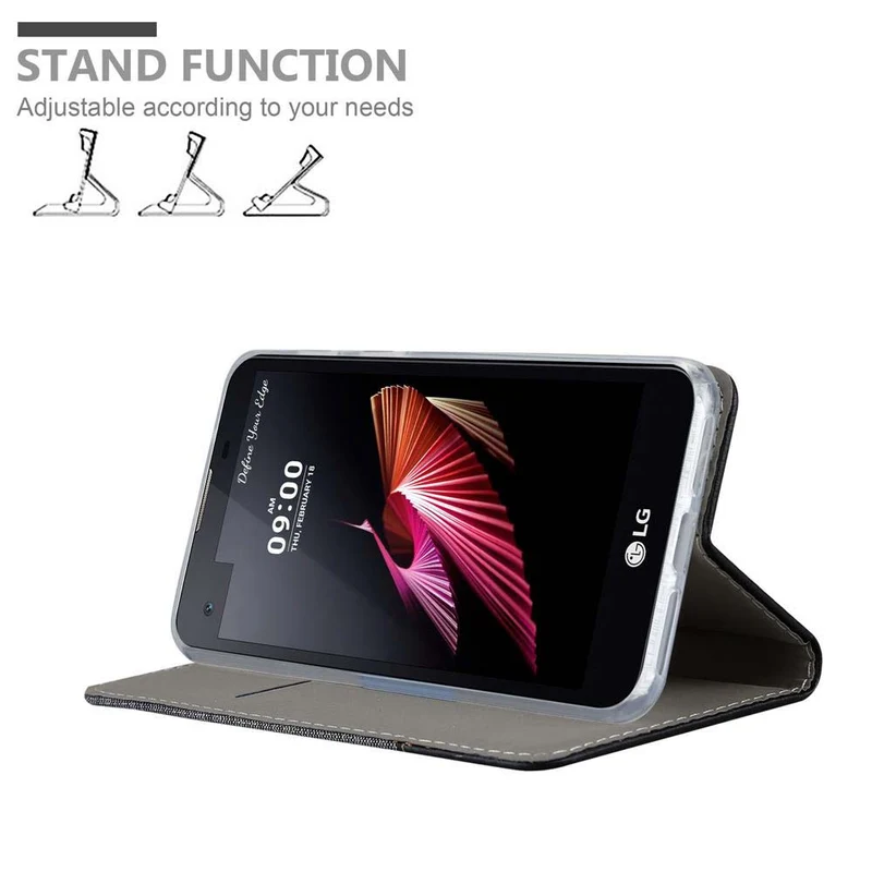 Cadorabo Hülle kompatibel mit LG X SCREEN Schutzhülle mit Magnetverschluss, Standfunktion und Kartenfach