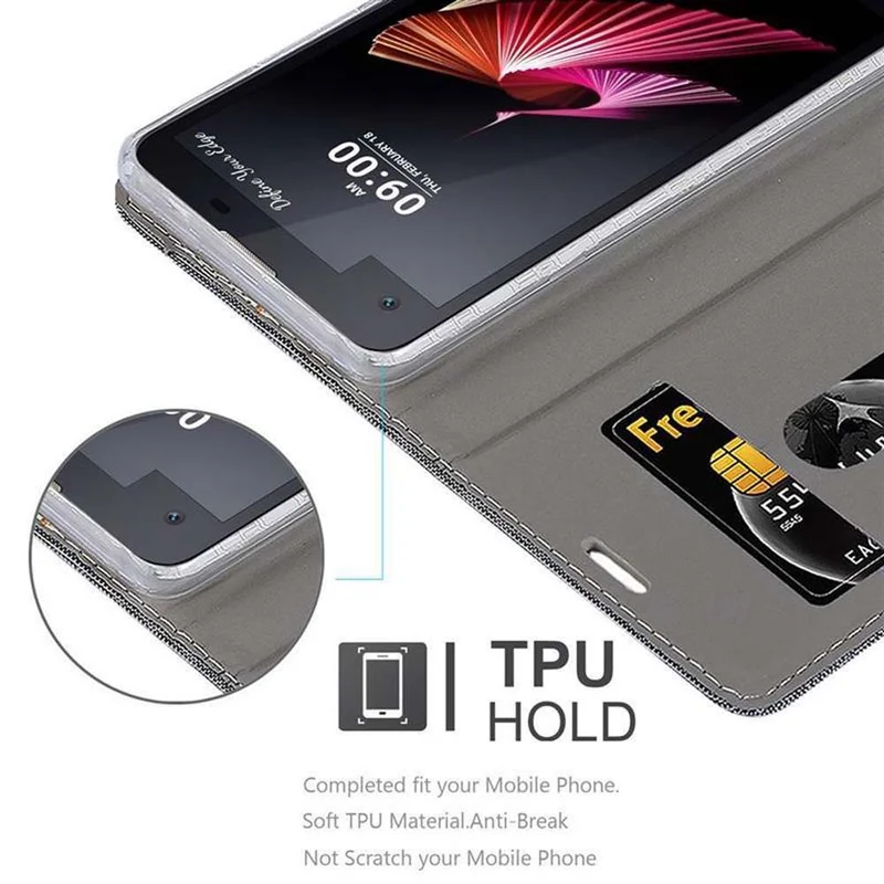 Cadorabo Hülle kompatibel mit LG X SCREEN Schutzhülle mit Magnetverschluss, Standfunktion und Kartenfach