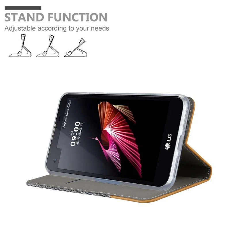 Cadorabo Hülle kompatibel mit LG X SCREEN Schutzhülle mit Magnetverschluss, Standfunktion und Kartenfach