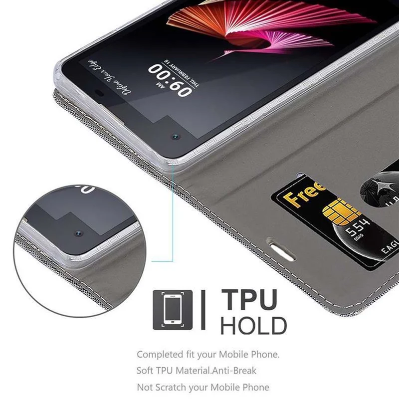 Cadorabo Hülle kompatibel mit LG X SCREEN Schutzhülle mit Magnetverschluss, Standfunktion und Kartenfach