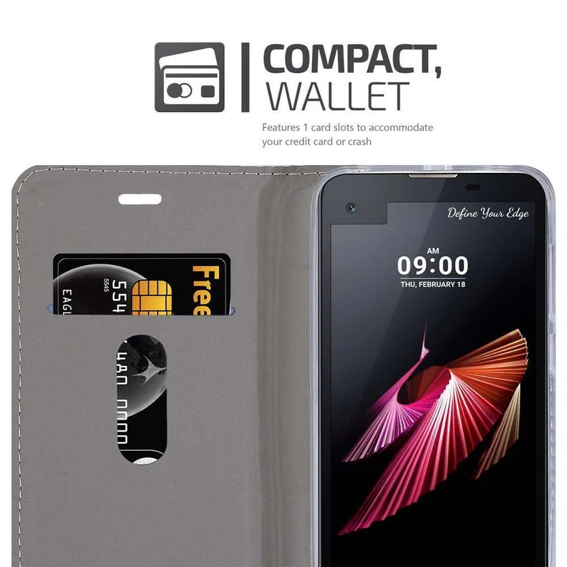 Cadorabo Hülle kompatibel mit LG X SCREEN Schutzhülle mit Magnetverschluss, Standfunktion und Kartenfach