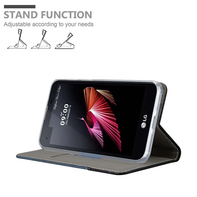 Cadorabo Hülle kompatibel mit LG X SCREEN Schutzhülle mit Magnetverschluss, Standfunktion und Kartenfach